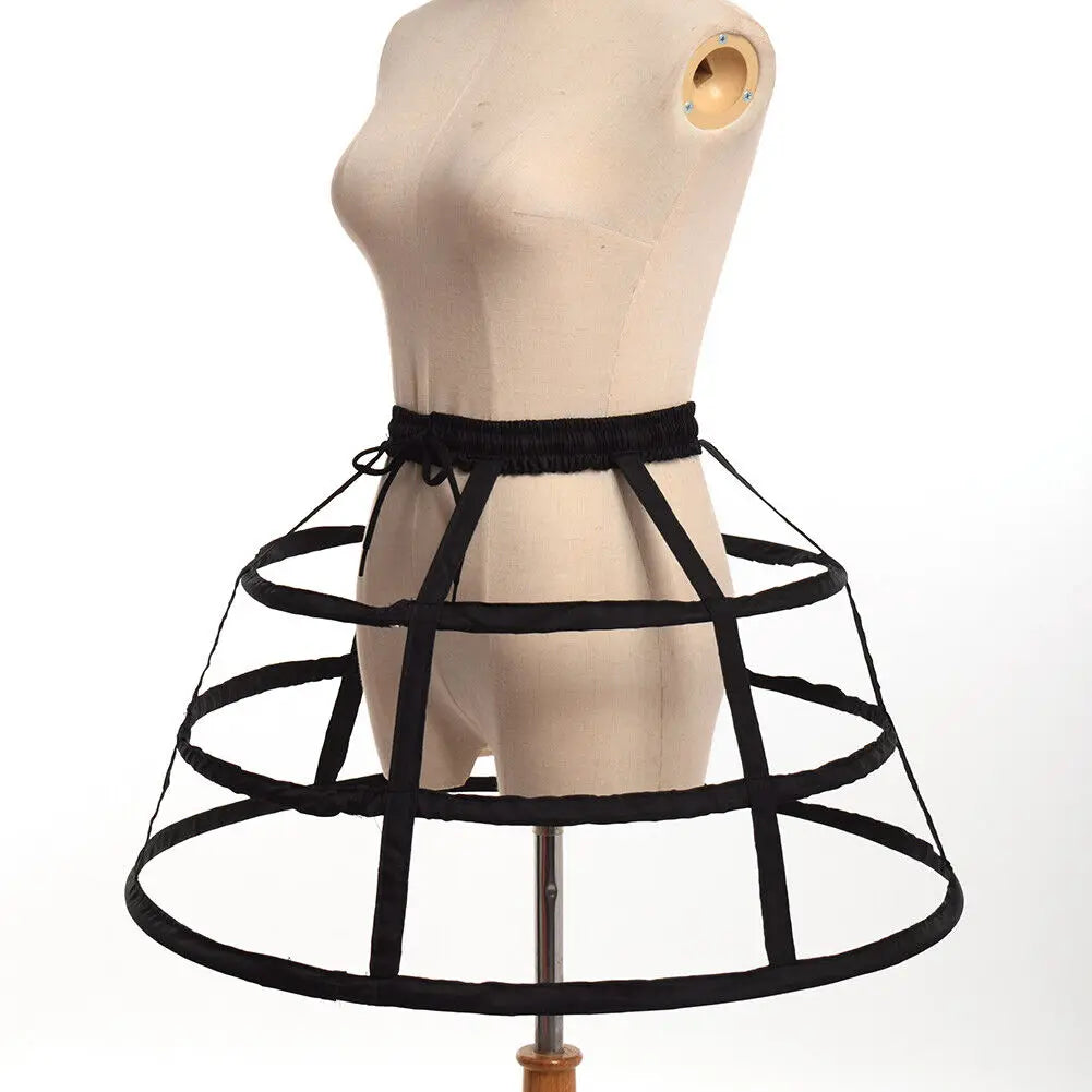 Girls 3 Hoops Crinoline Cage Bustle Petticoat Women Adjustable Pannier for dress