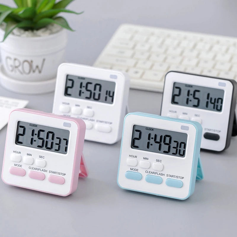 Portable Mini Digital Clock with Flashing Light Timer Cooking Kitchen Sport Study Game with Magnetic Countdown Alarm Clock 2023