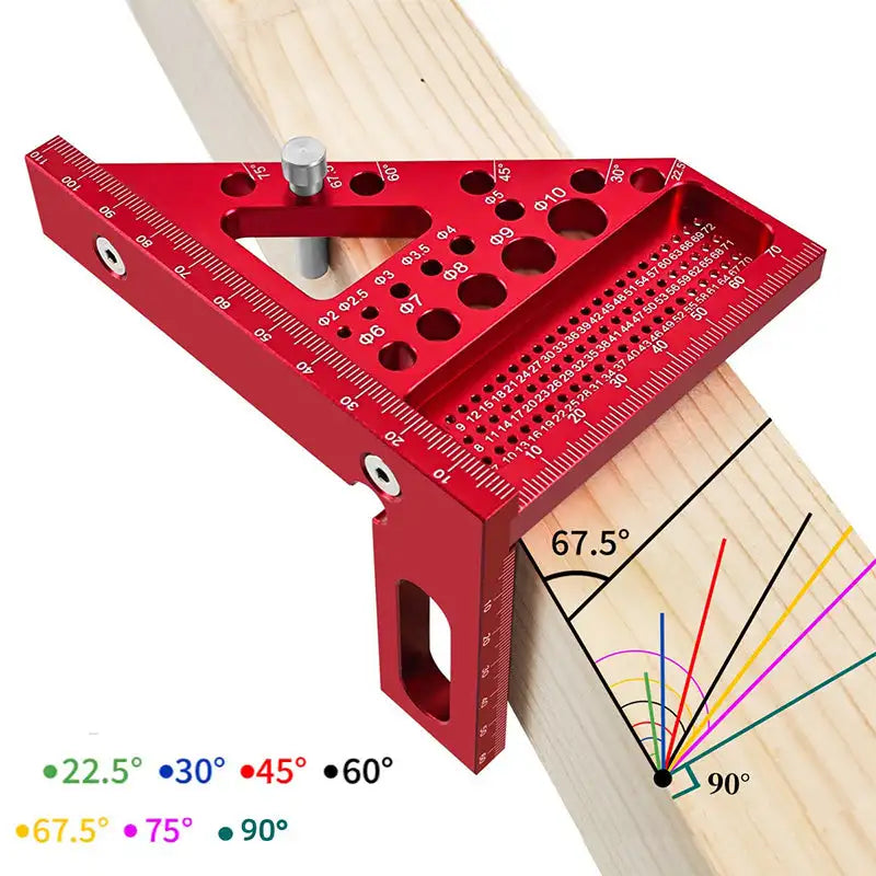 Woodworking Square Protractor Aluminum Alloy Miter Triangle Ruler High Precision Layout Measuring Tool for Engineer Carpenter