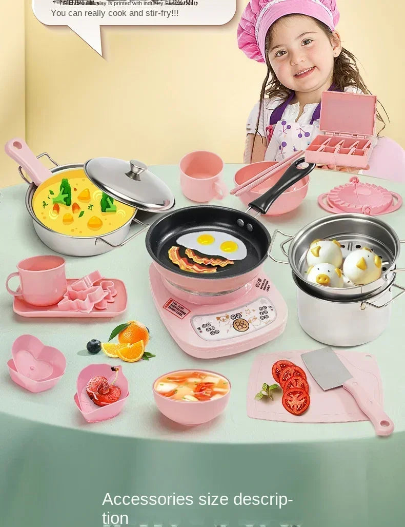 New Girl Baby Can Cook Funny Mini Kitchen Wholesale Real Cooked Family Toy Set Birthday Gift Girl Toys