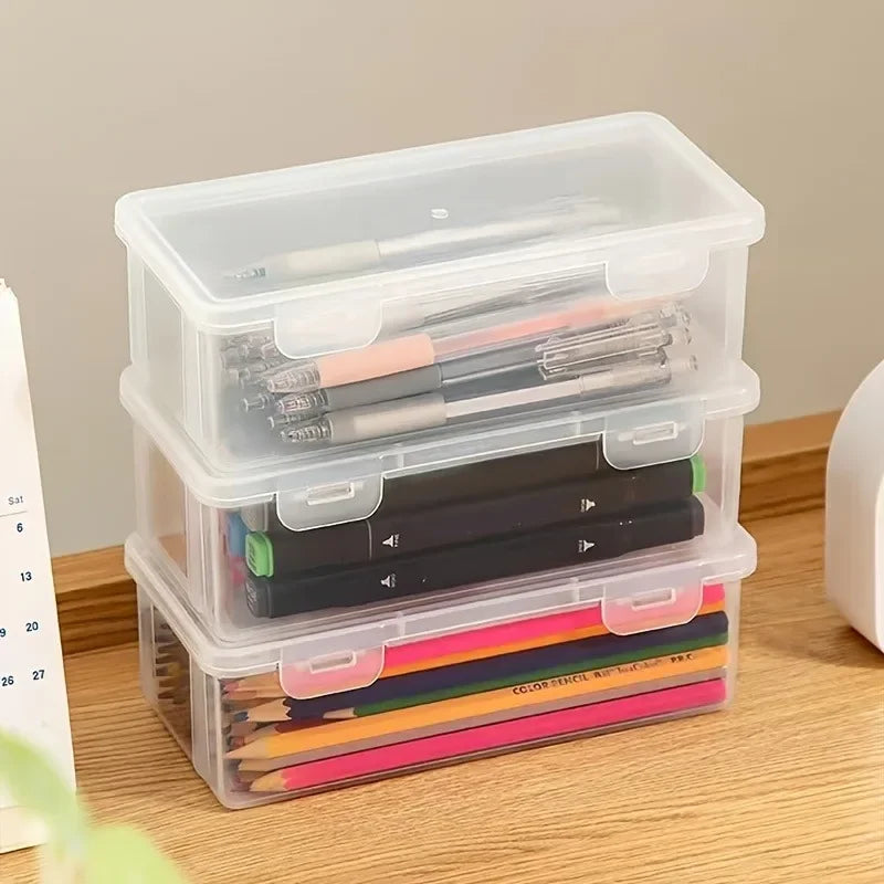 Transparent Pencil Case Box Large-capacity Stackable Storage Box Office School Pencil Case Supplies Pencil Storage
