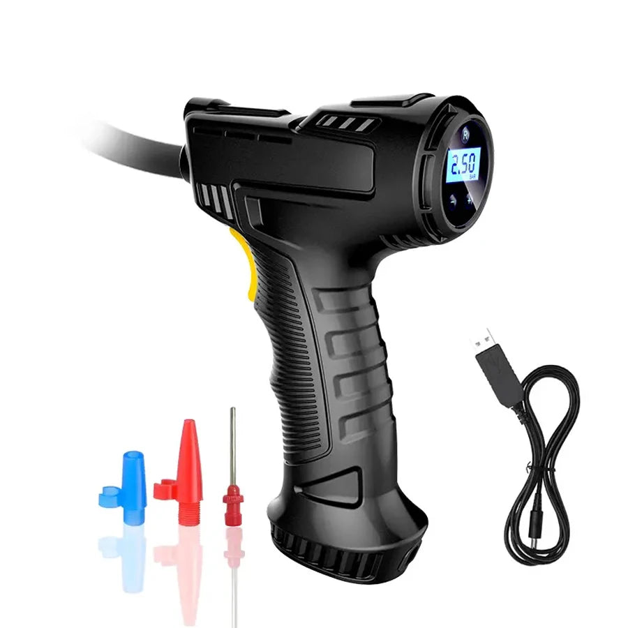 1 Set Car Mounted Inflation Pump Handheld Smart Home Car Motorcycle Portable Tire Inflation Pump Black Portable