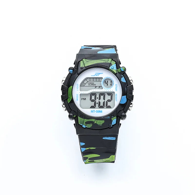 2023 New Boys Sports Military Kids Digital Watches Student Childrens Watch Fashion Luminous LED Alarm Camouflage Girls Clock