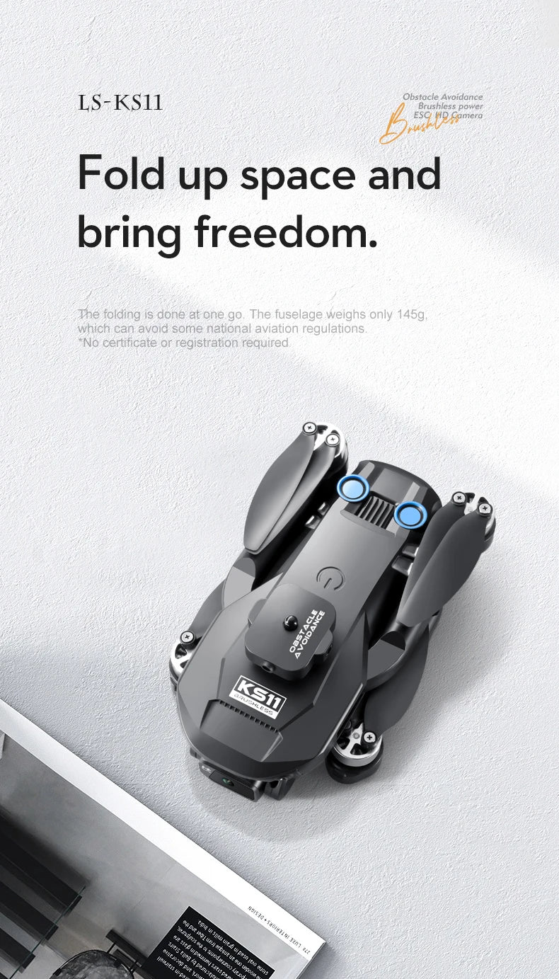 New LS KS11 Mini Drone 4K Professional Dual Camera Obstacle Avoidance Optical Flow Positioning Brushless RC Dron Quadcopter