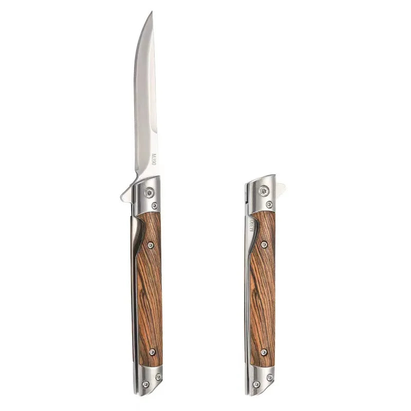 Portable Damascus Carry Pocket Knife Survival Knife Folding Knife Outdoor Tactical Knife Survival Camping Knife Wooden Handle