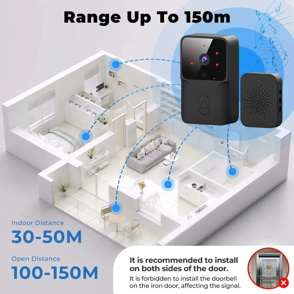 Tuya WiFi Doorbell Home Wireless HD Camera Camera Bell with Alexa Google Doorbell Camera WiFi Intercom for Home Apartment