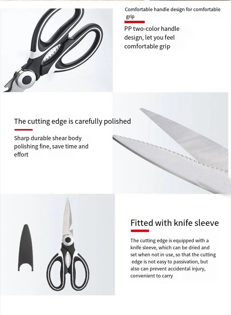 Multifunctional kitchen scissors Household kill fish cut vegetables roast broiler bone scissors Stainless steel scissors
