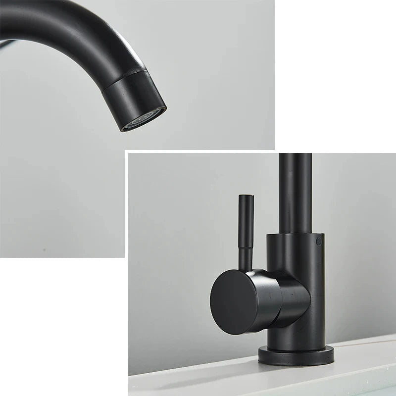 Black Nickel Bathroom Basin Faucet 304 Stainless Steel Hot Cold Wash Mixer Crane Tap 360 Rotation Sink Faucets Single Handle