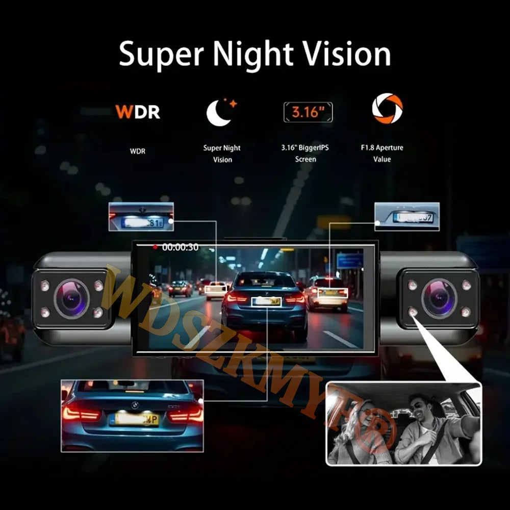 360° Car Dash Cam 4 Channels Video Recorder 1080P Car DVR 3/4 lens Front inside Rear View Night Vision Camera Car Accessories