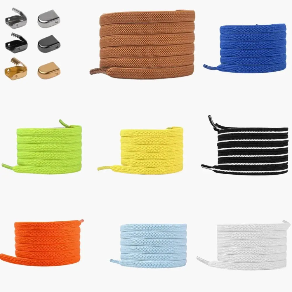 Elastic Flat Shoelaces No Tie Shoe Laces Outdoor Leisure Sneakers Quick Safety Flat Shoe Lace Kids and Adult Unisex Lazy Laces