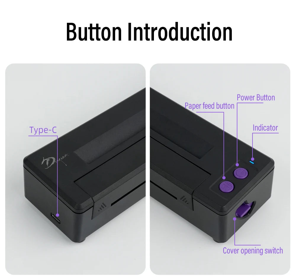 P19-Tattoo Transfer Automatic Fast Printing Wireless Portable Tattoo Stencil Printer Suitable For Small Businesses Wireless