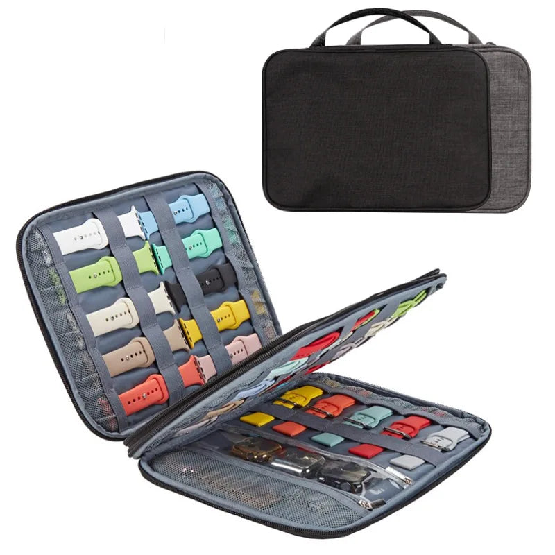 Watch Band Organizer - Watch Straps Holder Carrying Case Storage Bag Travel Pouch for Women Men Most Sizes of Watch Bands