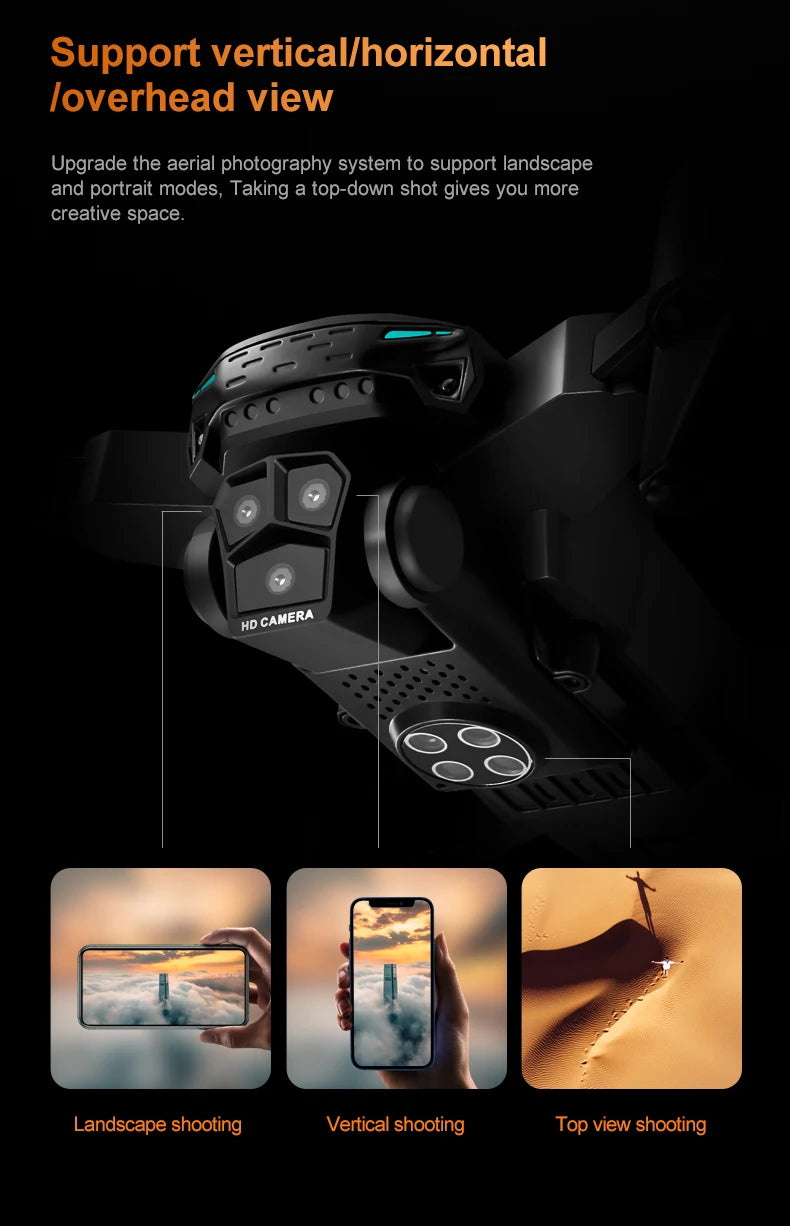 New KY605S Screen Controlled Drone 8K Three HD Camera Brushless Motor Obstacle Avoidance Foldable Quadcopter Dron RC Toys Gifts