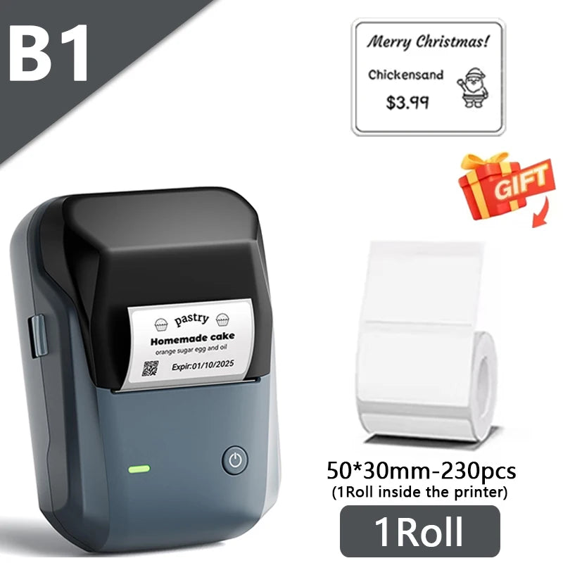 Niimbot B1 Mini Label Printer Adhesive Portable Printer 2 Inch Thermal Paper Round Labels Maker Machine For Tag Cable Printing