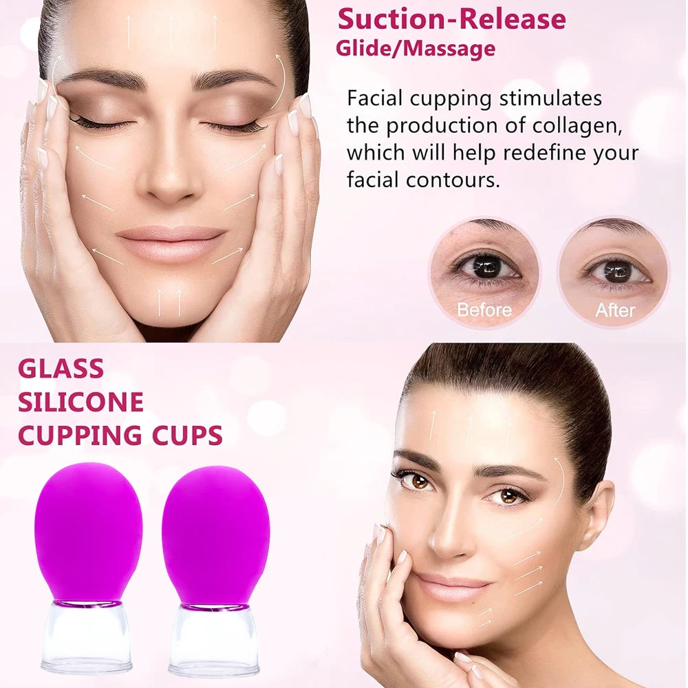 Silicone Vacuum Cupping Massage Jars Anti Cellulite Massage Facial Suction Cups Face Neck Lift Skin Scraping Guasha Anti Wrinkle