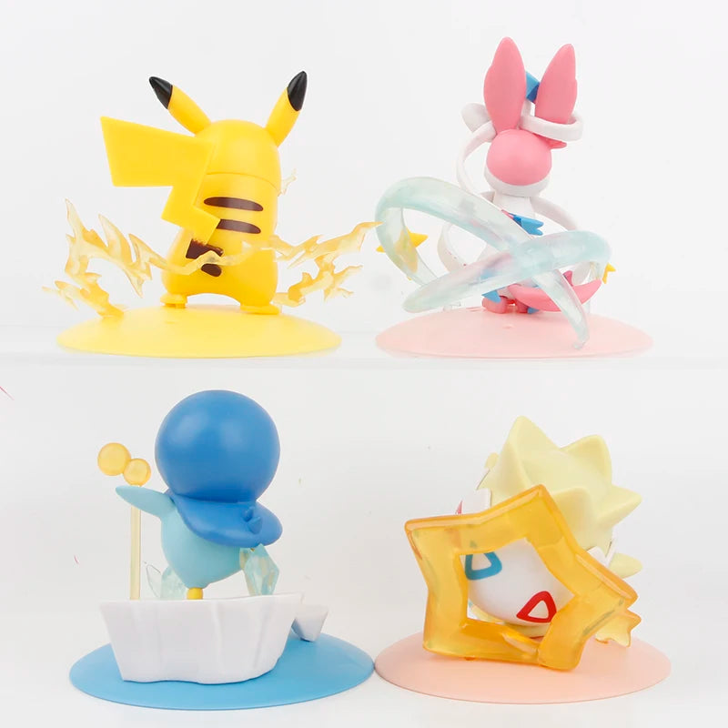 New 4pcs/set Pokemon Pikachu Sylveon Togepi Piplup Figure Toys 8-10cm