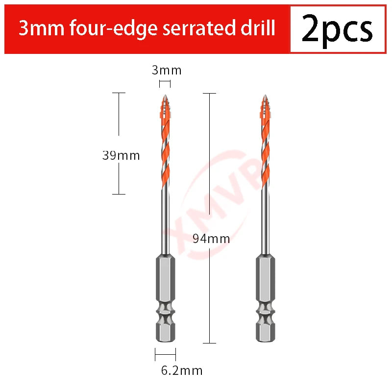 Four-edge serrated drill, eccentric drill bit, high-hardness tile and concrete drilling Super hard electric drill dry drilling
