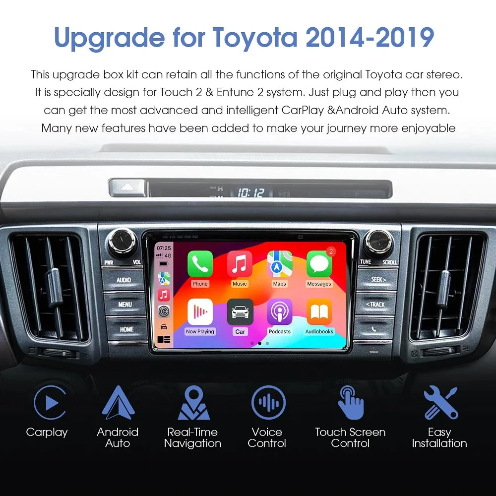 New Wireless Carplay Android Auto Car Decoder For Toyota Touch 2 Entune 2.0 Highlander Tundra Sienna Prius Yaris Camry 2014-2019