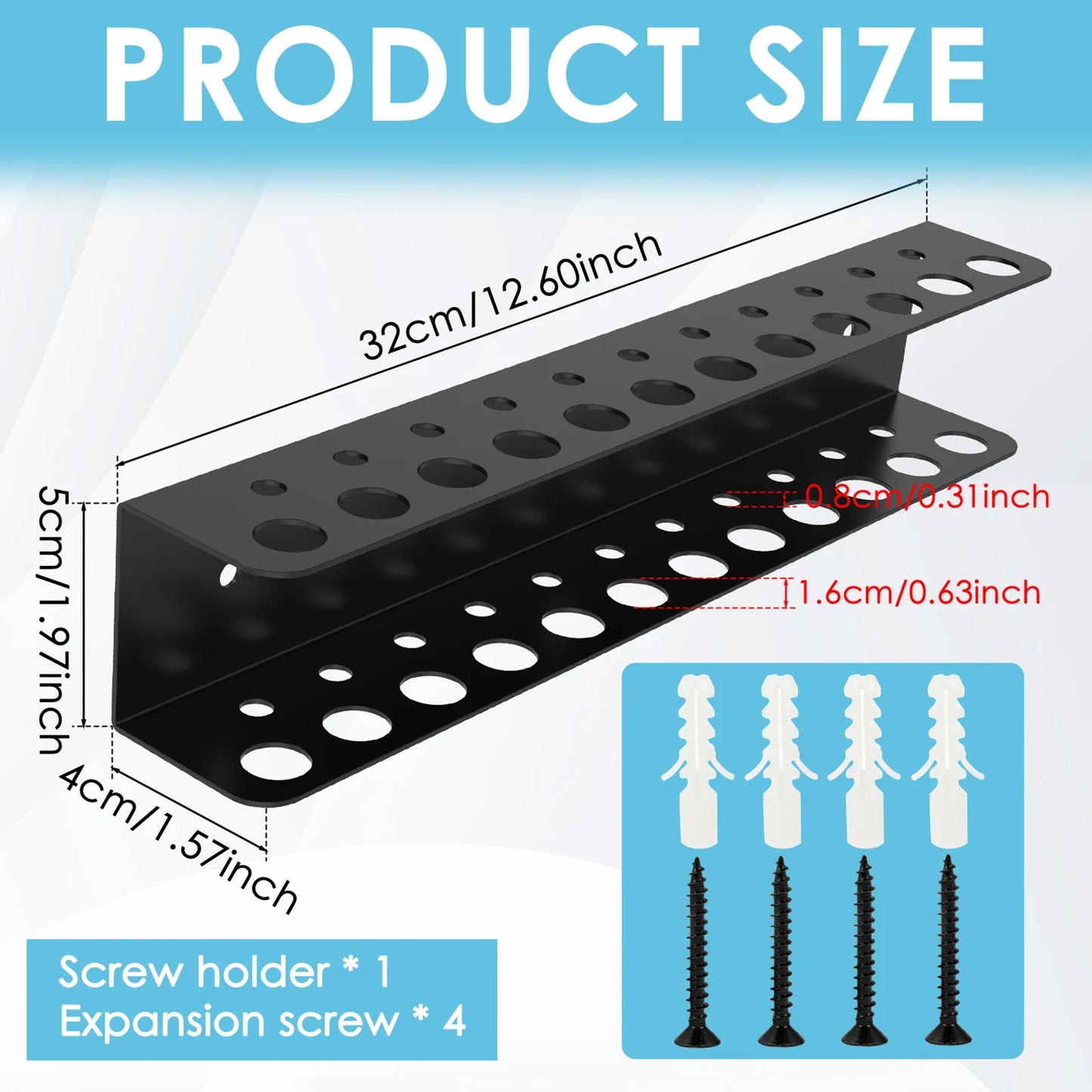 Metal Screwdriver and Pliers Organizer Wall-Mounted Tool Rack with Tool Slots Space-Saving Rustproof Garage Workshop Storage