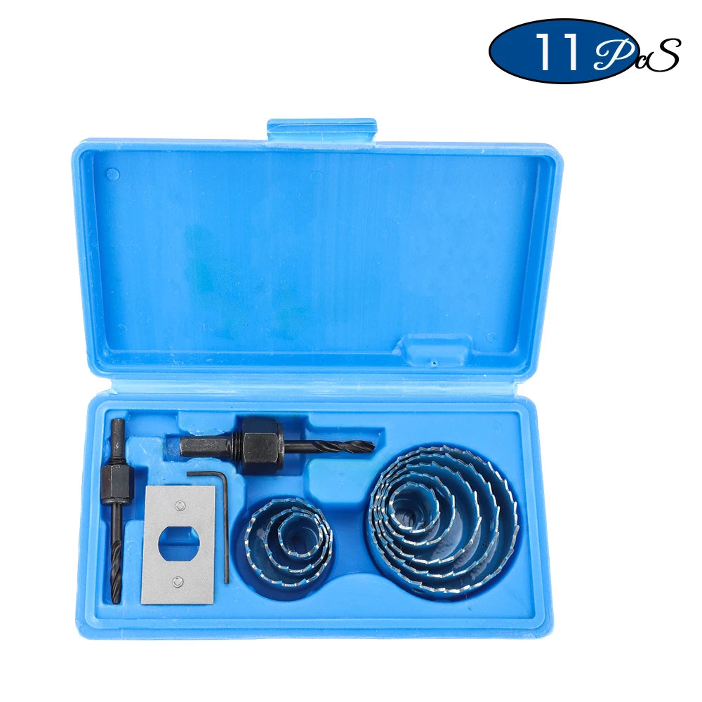 NINDEJIN 8/11/16pcs Hole Saw Kit #50 steel 19-127mm Hole Cutter Drill Bit Tool Hole Saw Set for Wood Plastic Wood Cutter