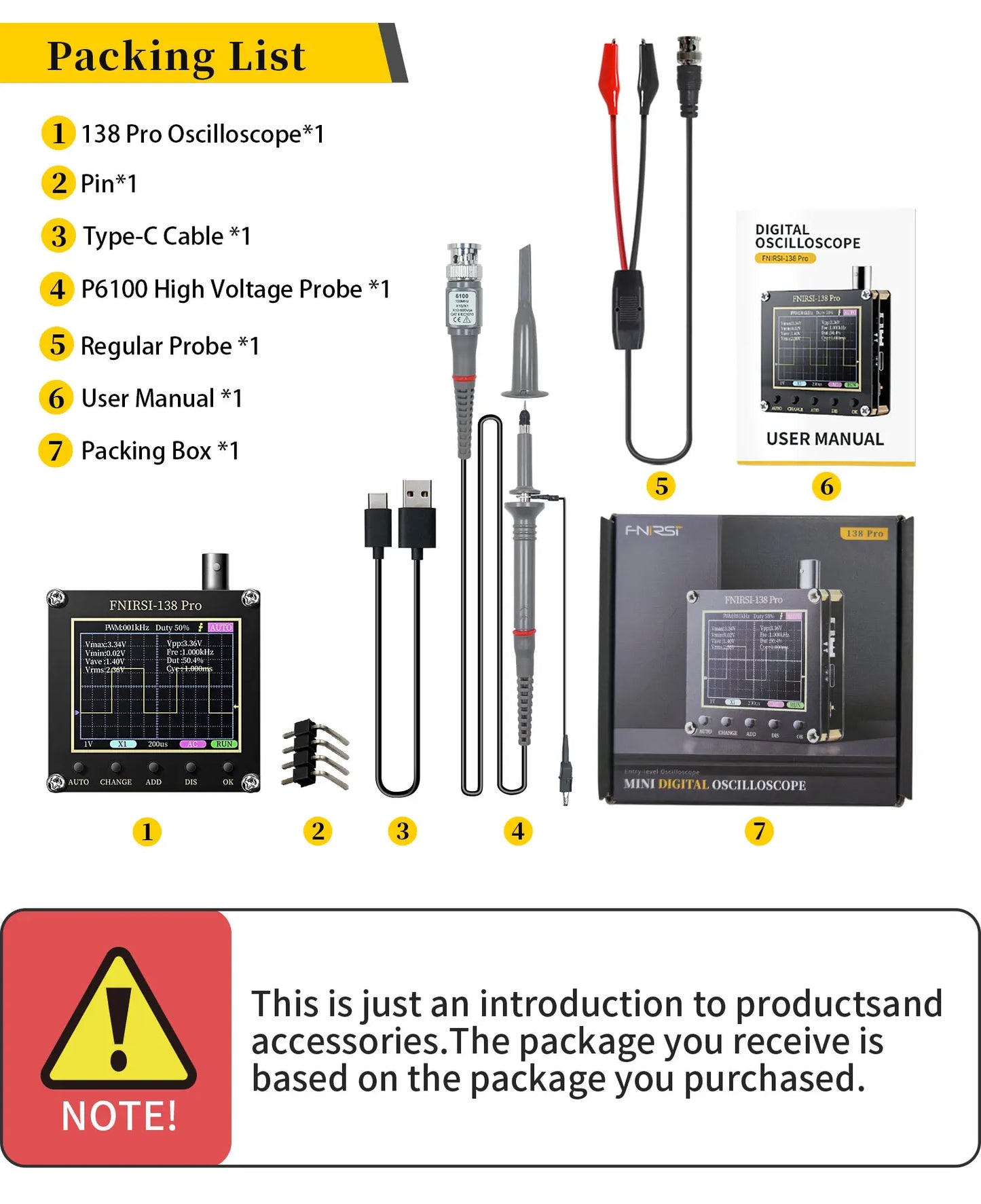 FNIRSI-138 PRO DSO152 Handheld Digital Oscilloscope 2.5MSa/s 200KHz Analog Bandwidth Support AUTO,80Khz PWM And Firmware Update