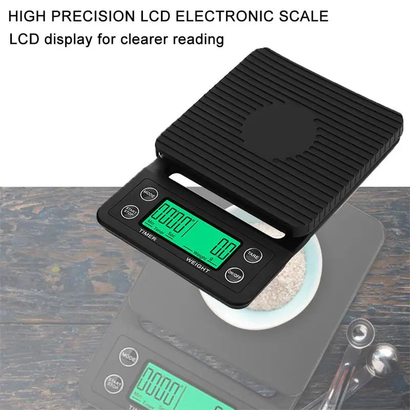 1pc Black Precision Coffee Dropping Scale 0.1g Coffee Dropping Scale With Timer Digital Kitchen Scale High Precision LCD Scale