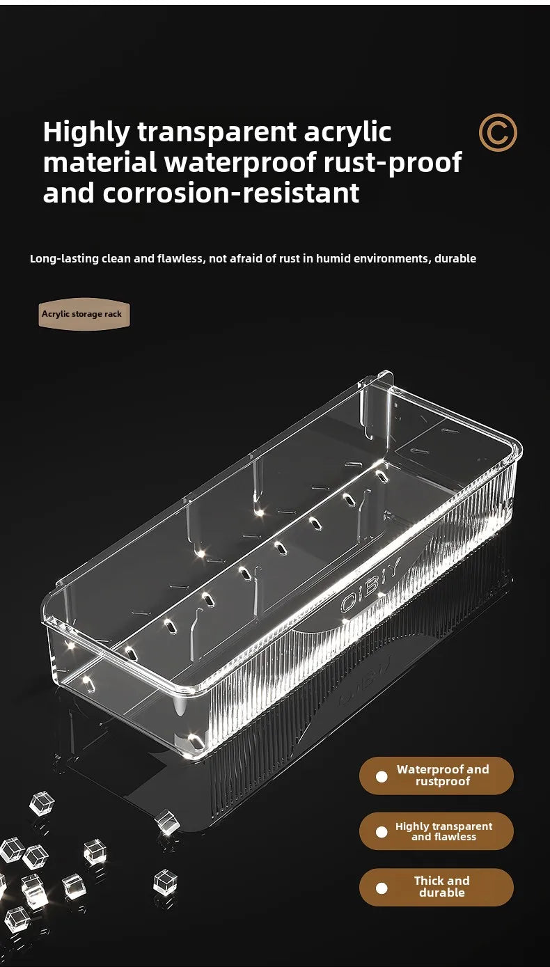Wall mounted cosmetic and skincare storage rack for bathroom no need for drilling Multi functional kitchebathroom storage rackra