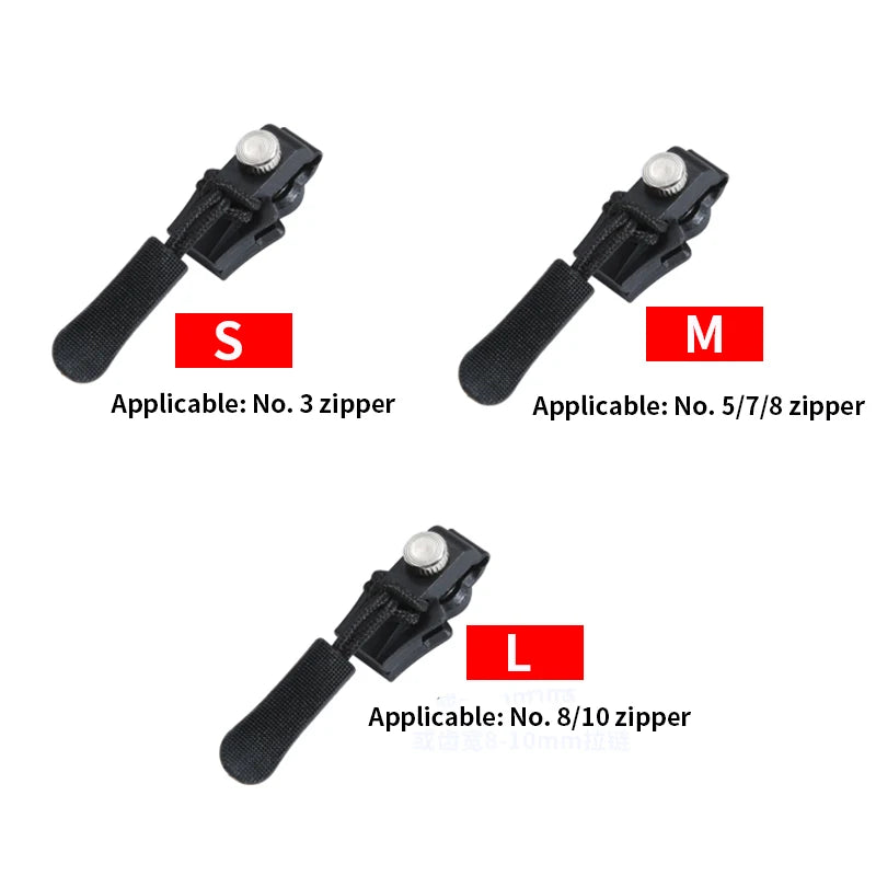 New 3 Different Size Zipper Repair Kit Removable Replacement Bad Buckle Instant Zipper Puller DIY Sewing Tools Zipper Head