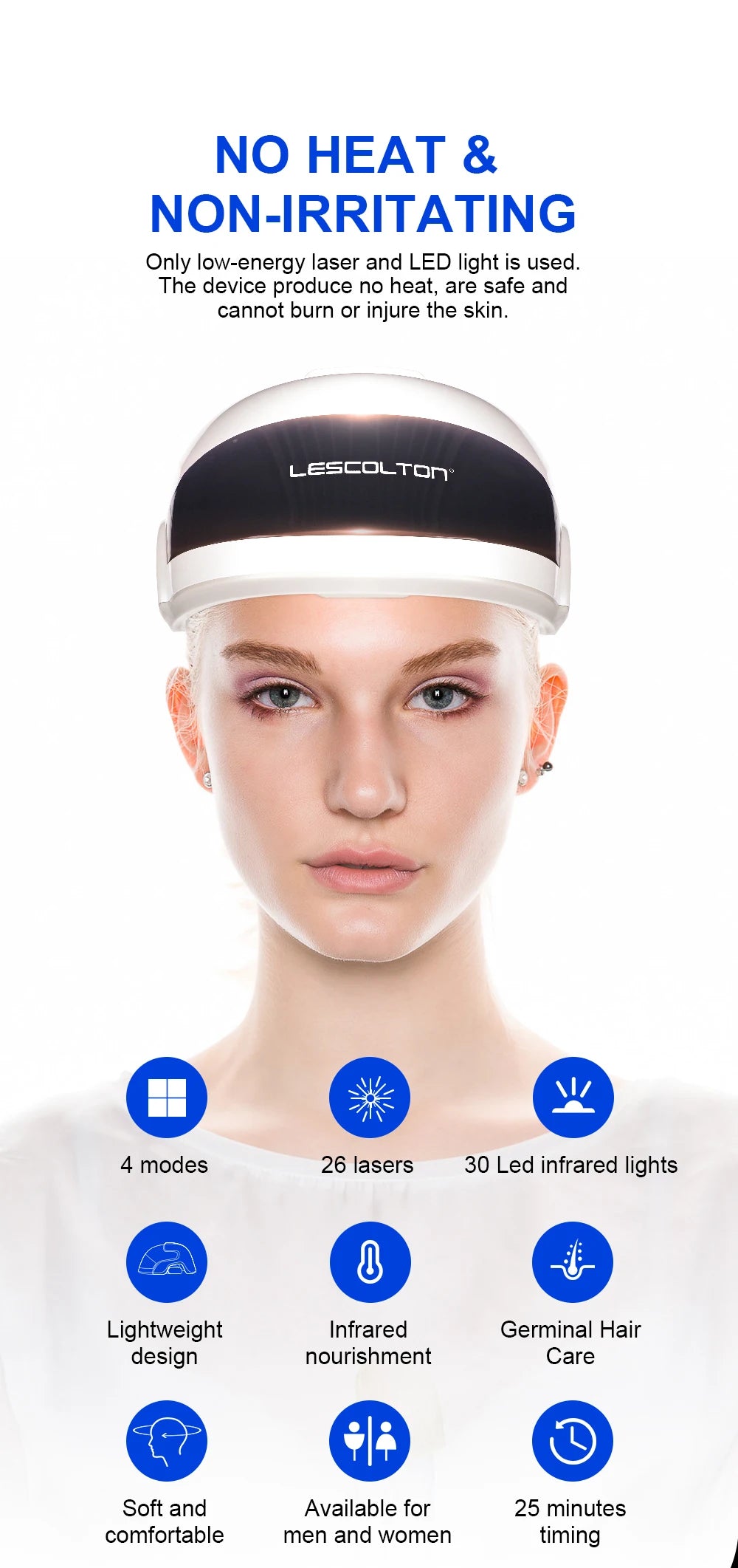 Lescolton Men Hair Growth Cap LLLT Helmet Laser Hair Regrowth Hair Loss Laser Treatment Hair Fast Growth Anti Hair Loss Device
