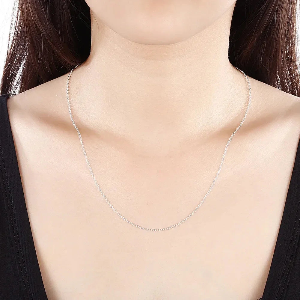 10PCS silver color 1MM Rope circle chain necklace for women 45-60CM fashion party wedding Jewelry Christmas gifts