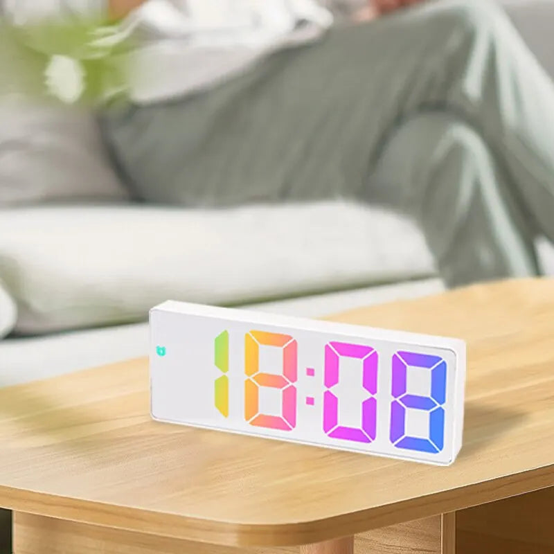 Led Digital Intelligent Electronic Clock Kitchen Timer Bedroom Bedside Alarm Clock Fashion Dazzling Color Transparent Screen