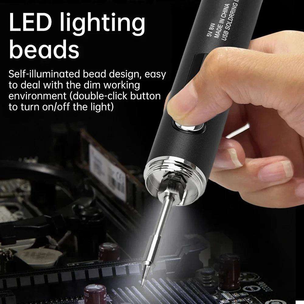 USB Soldering Iron Adjustable Temperature 260-420℃ Electric Soldering Iron Kit 850mAh/1400mAh Battery Solder Welding Iron Tools