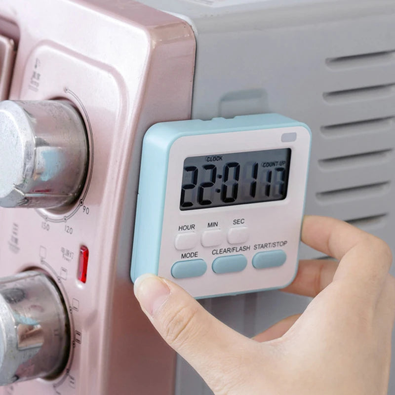 Portable Mini Digital Clock with Flashing Light Timer Cooking Kitchen Sport Study Game with Magnetic Countdown Alarm Clock 2023