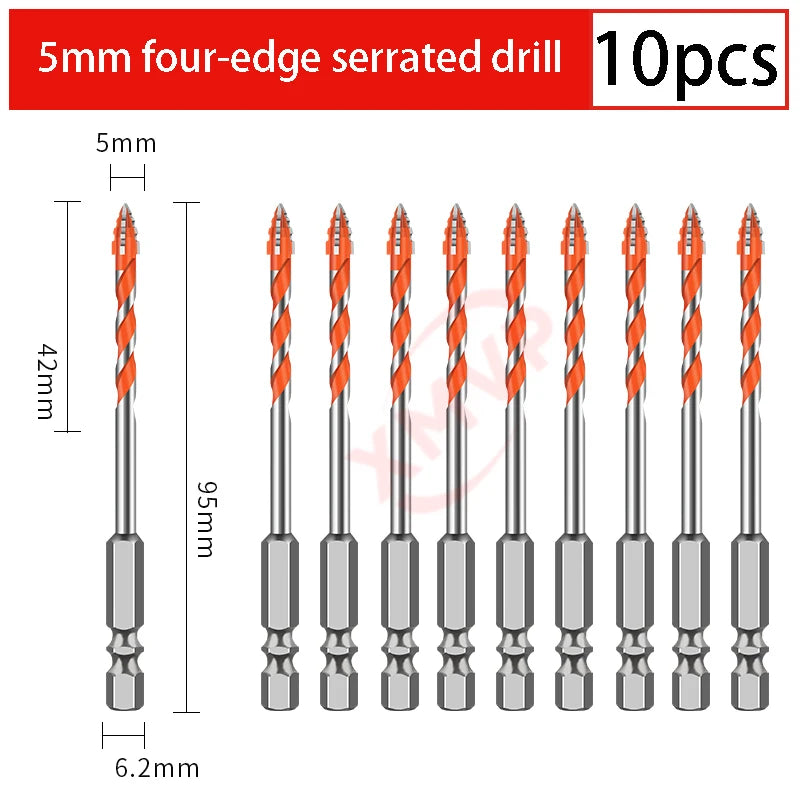 Four-edge serrated drill, eccentric drill bit, high-hardness tile and concrete drilling Super hard electric drill dry drilling