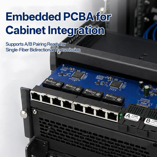 BYXGD 2F8E Gigabit Media Converter Board Single-Mode Single-Fiber BIDI 3km 2SC+8RJ45 Plug&Play