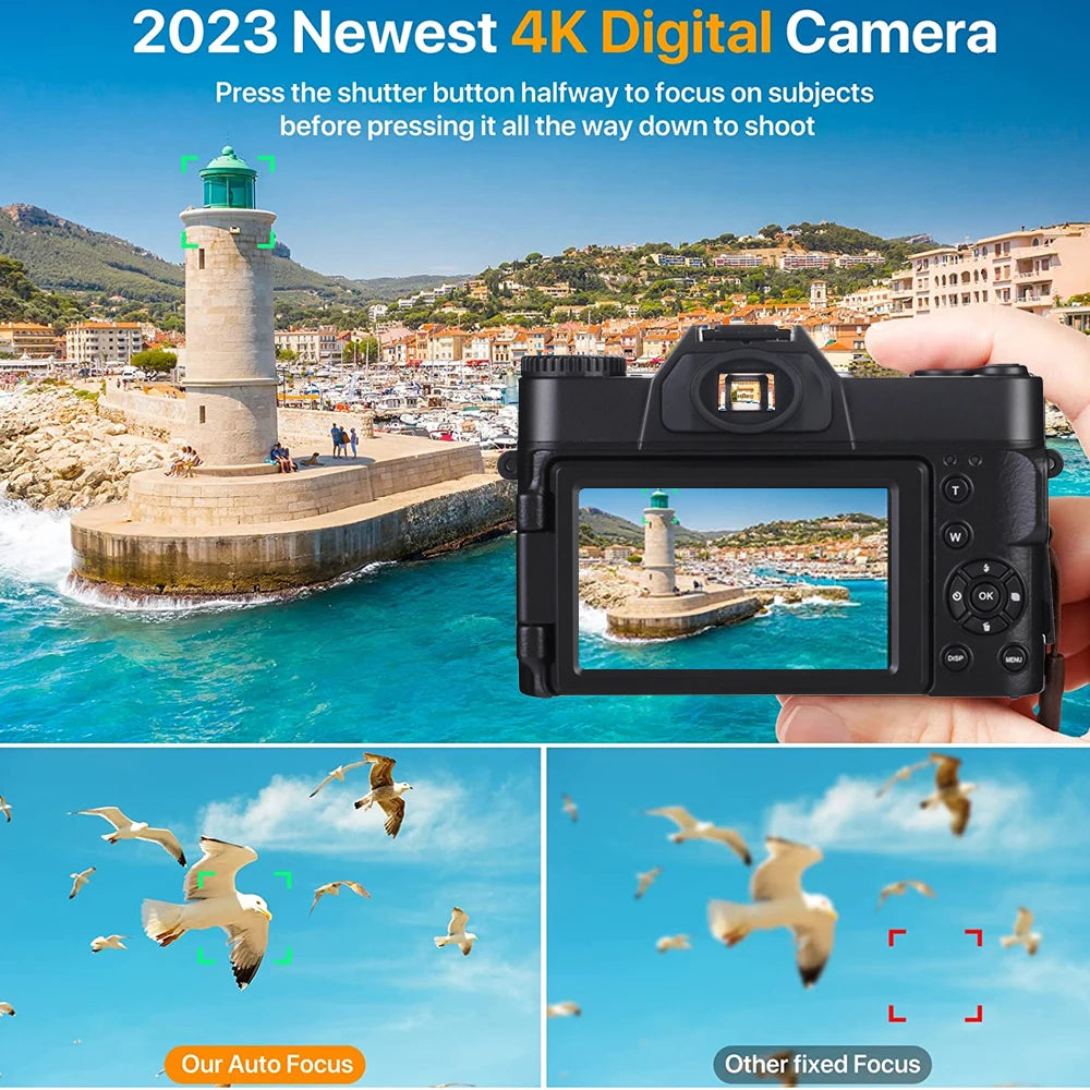 4K Video Camera 48MP HD Digital Camcorder 16X igital Zoom Digital Recorder 3 Inch IPS Screen Digital Photography Camera