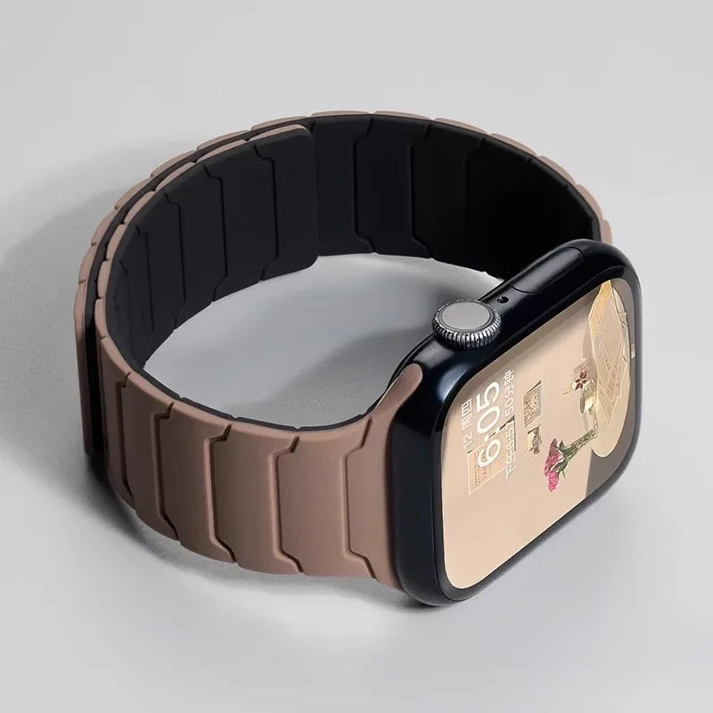 Magnetic Silicone Strap for Apple Watch Band Ultra 2 49mm 46mm 45mm Bracelet for Iwatch Series 10 9 8 7 6 SE 5 38 44mm 42mm 40mm