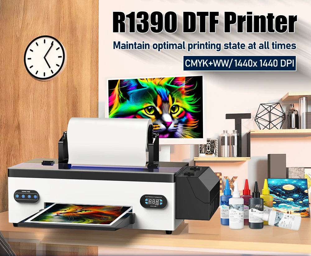 OYfame A3 dtf printer For R1390 DTF Printer Bundle A3 impresora dtf transfer film printing machine For Hoodies t shirt fabric