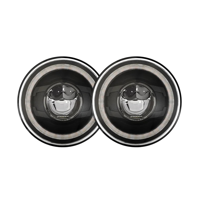 Car 7" Headlight for Land Rover Defender 90 110 Round LED Headlights DRL With Yellow Signal Light for Lada Niva 4X4 Jeep JK LJ
