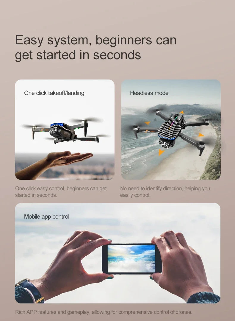 D9 DRONE 8K Professional 4K Three Cameras Brushless No GPS Obstacle Avoidance Optical Flow Position RC Quadcopter Gifts Toys