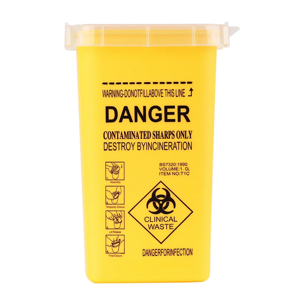 1L Tattoo Sharps Collection Bucket Storage Container Needle Disposing Sharps Blades Eyebrow Trimmers Glass Fragments Storage Bo