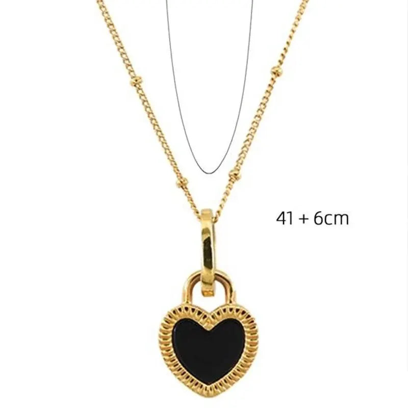 Women Star Heart Epoxy Pendant Gold Color Korean Chain Tinny Necklace Girls Trendy Shell Clavicle Choker Party Jewelry