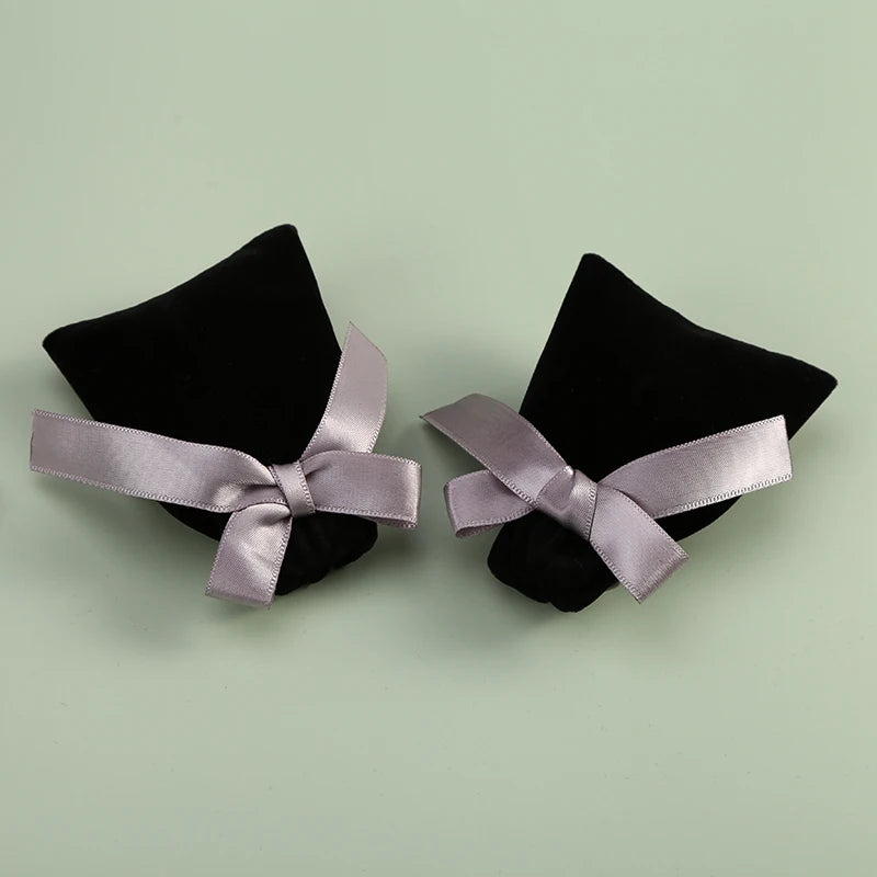 10pcs Bulk Jewelry Packaging Pouches Black Velvet Ribbon Drawstring Bags Luxury Earrings Rings Necklace Bracelet Storage Bags