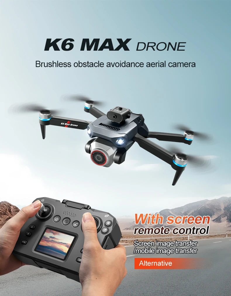 K6 MAX Triple-Camera Drone 4K HD Optical Flow Positioning 360° Obstacle Avoidance Foldable Quadcopter Wifi FPV RC Toys Dron