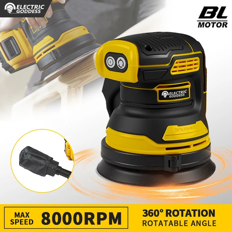 Electric Goddess Brushless Sander Disc 8000rpm For Dewalt 20V Battery Cordless Woodworking Sanding Putty Polishing Power Tool 