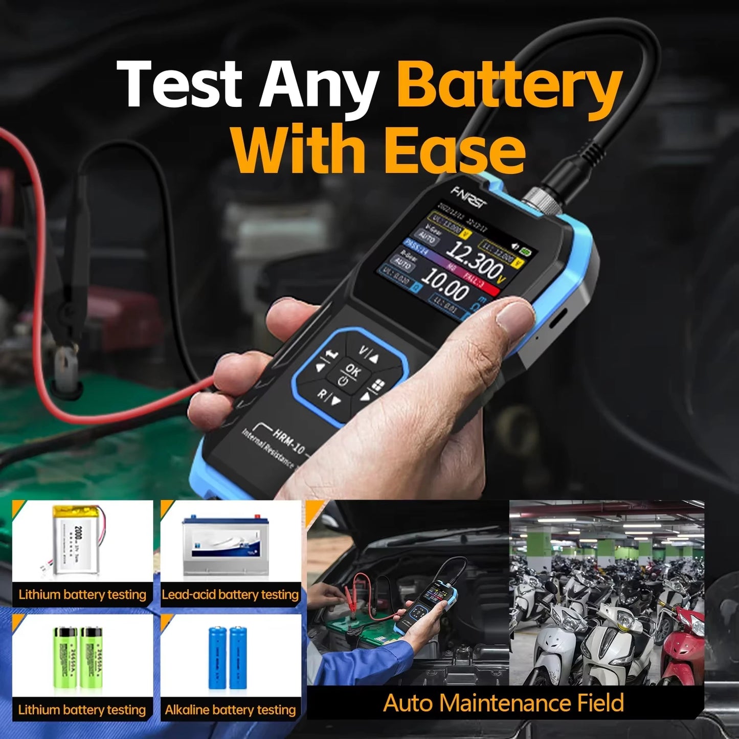 FNIRSI HRM-10 Handheld Resistance Battery Tester Meter Internal Resistance Test Sorting Mode Data Export & Rechargeable Design
