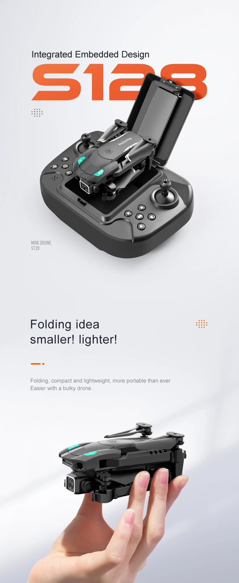 New S128 Mini Drone 4K Professional HD Dual Camera Three-Sided Obstacle Avoidance Air Pressure Fixed Height Foldable Quadcopter