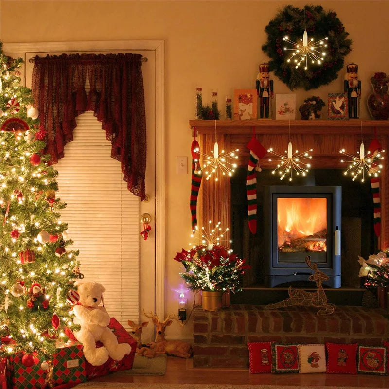 LED Firework String Light Fairy Stars Copper Wire 25 LEDs Christmas Home Decoration Party Wedding Garden Battery Powered DIY