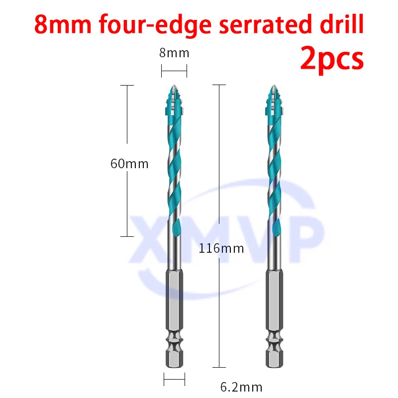 Four-edge serrated eccentric drill bit, high-hardness tile drilling, concrete Nemesis, super-hard special electric drill