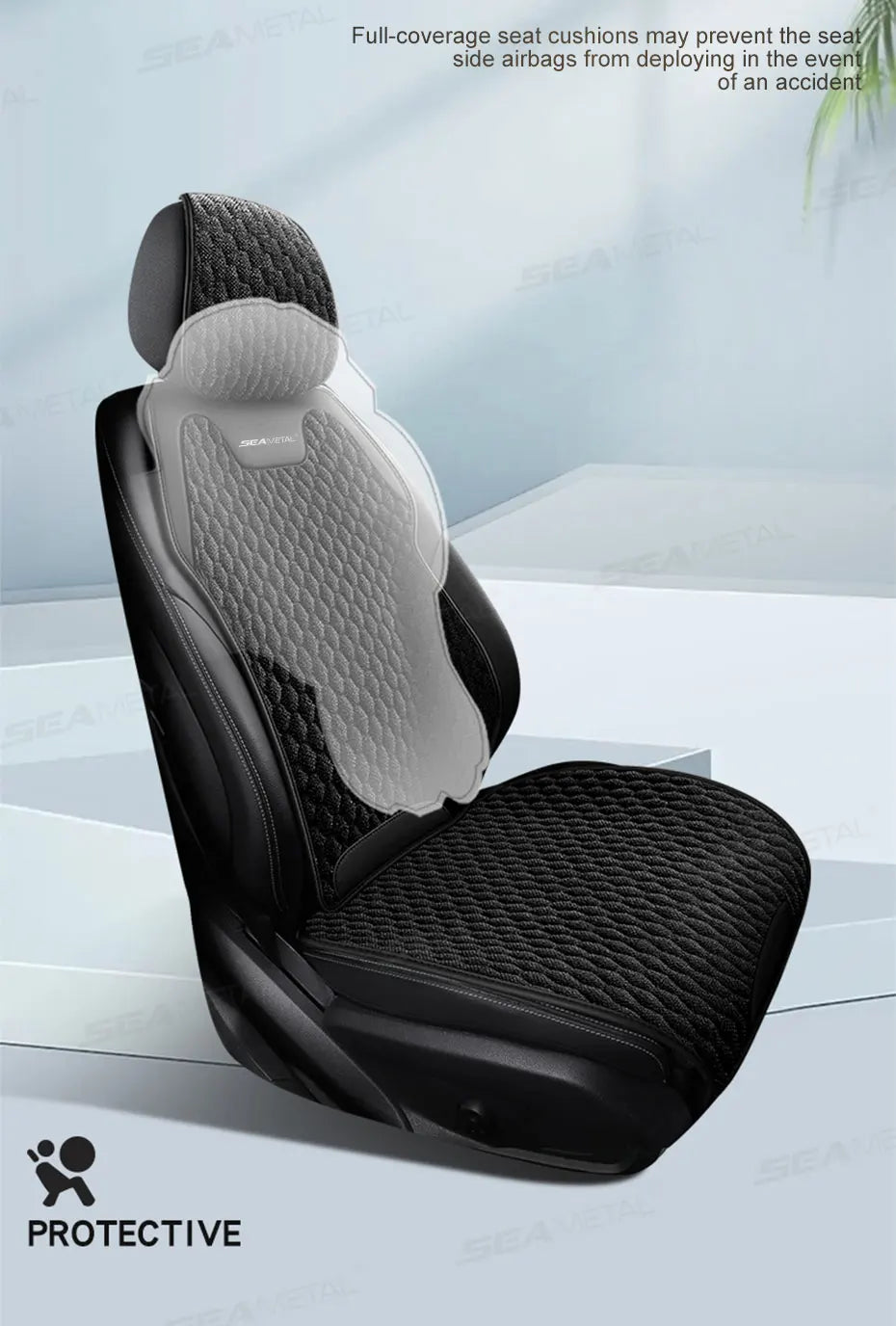 SEAMETAL Four Seasons Car Seat Cover Front Rear Car Seat Cushion Airbag Compatible Seat Protector Breathable Car Accessories
